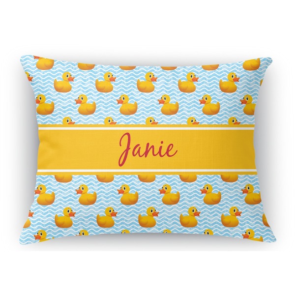 Custom Rubber Duckie Rectangular Throw Pillow Case - 12"x18" (Personalized)