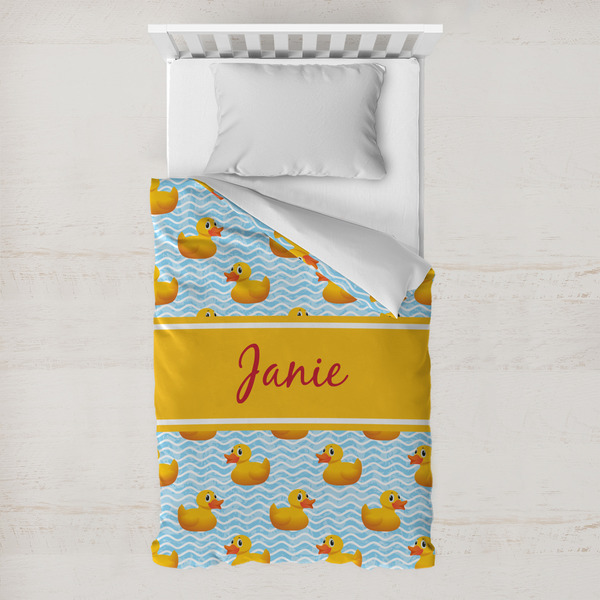 Custom Rubber Duckie Toddler Duvet Cover w/ Name or Text