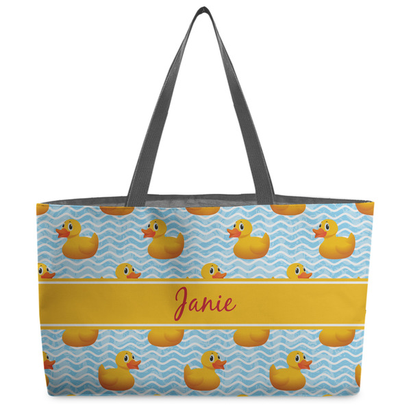 Custom Rubber Duckie Beach Totes Bag - w/ Black Handles (Personalized)