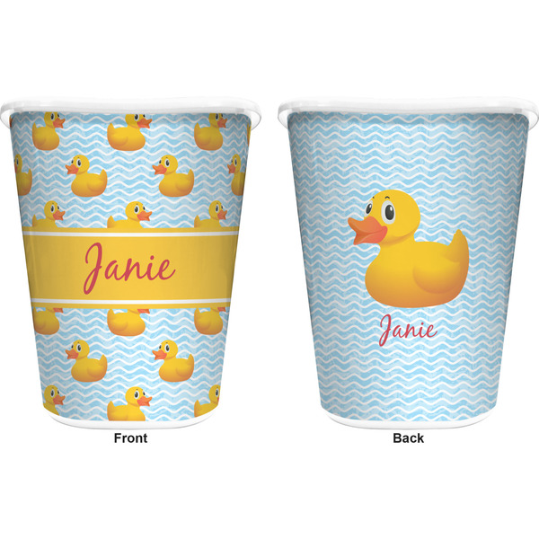 Rubber Duckie Trash Can White - Front and Back - Apvl