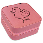Rubber Duckie Travel Jewelry Boxes - Pink Leather (Personalized)