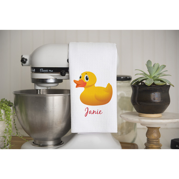 Rubber Duckie Waffle Weave Towel - Lifestyle - Partial Print