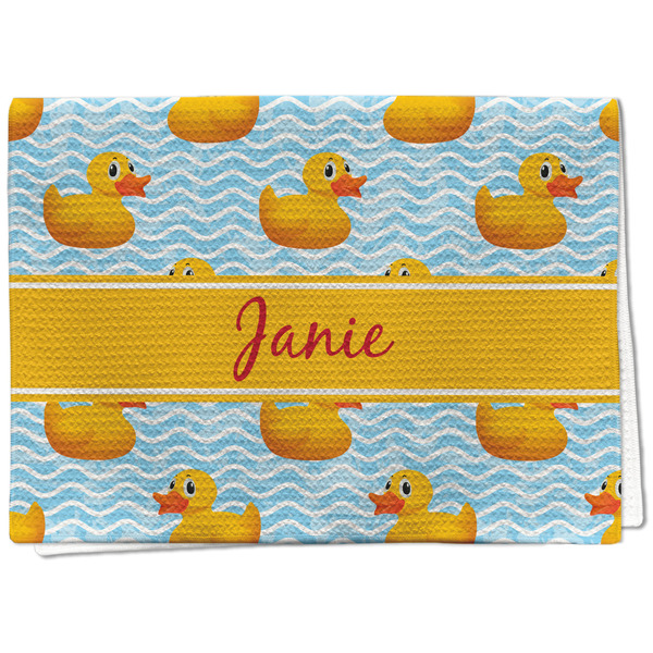 Custom Rubber Duckie Kitchen Towel - Waffle Weave - Full Color Print (Personalized)