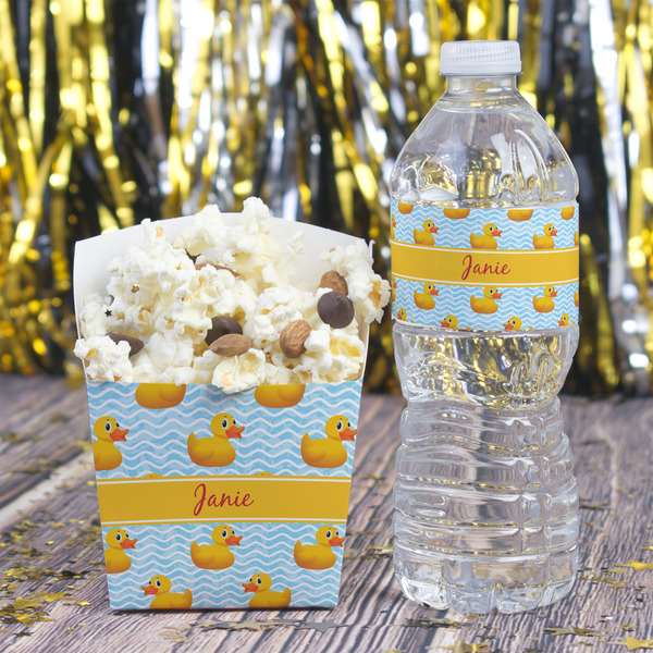 Rubber Duckie Water Bottle Label - w/ Favor Box