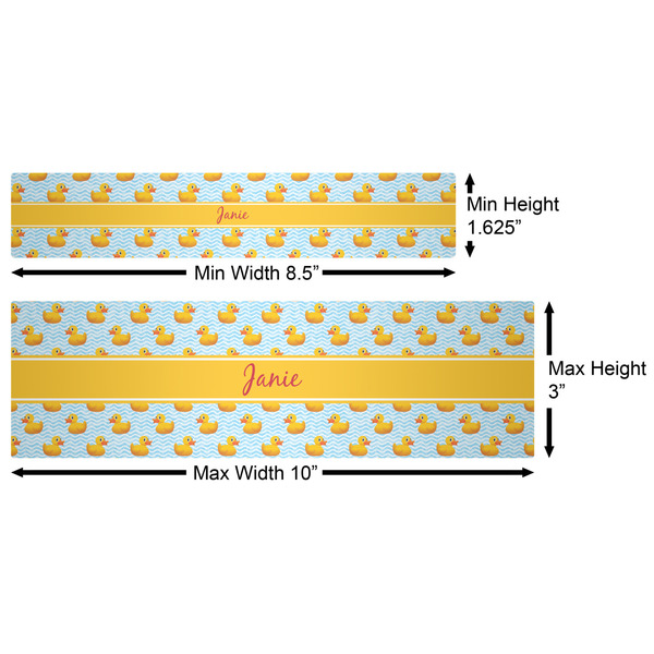 Rubber Duckie Water Bottle Labels w/ Dimensions