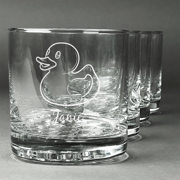 Custom Rubber Duckie Whiskey Glasses (Set of 4) (Personalized)
