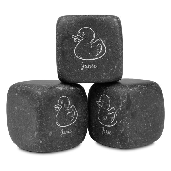 Custom Rubber Duckie Whiskey Stone Set - Set of 3 (Personalized)