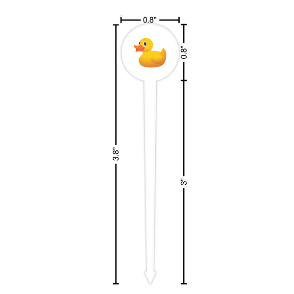 Rubber Duckie White Plastic 4" Food Pick - Round - Dimensions