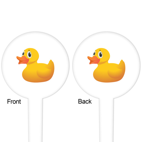 Rubber Duckie White Plastic 4" Food Pick - Round - Double Sided - Front & Back