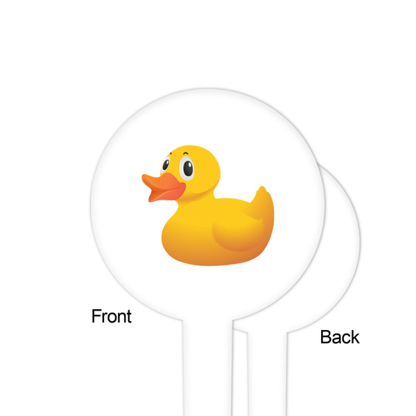 Rubber Duckie White Plastic 4" Food Pick - Round - Single Sided - Front & Back