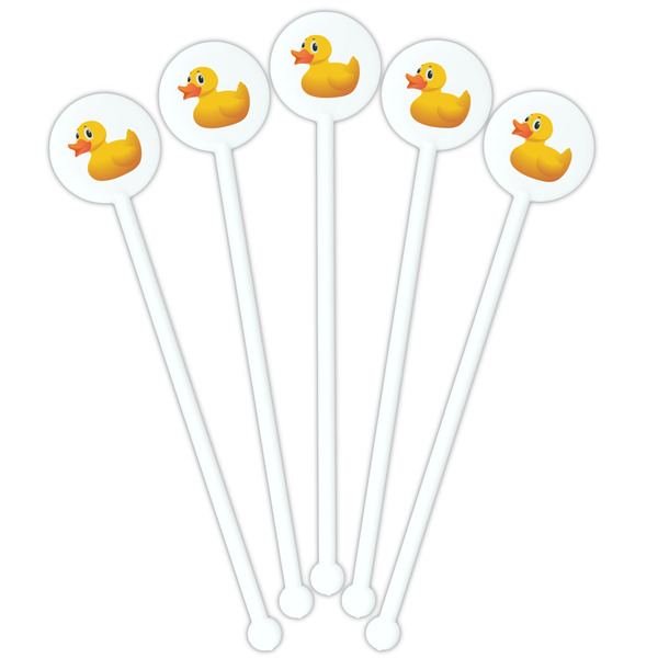 Rubber Duckie White Plastic 5.5" Stir Stick - Fan View