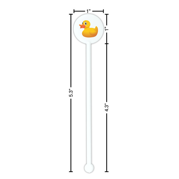Rubber Duckie White Plastic 5.5" Stir Stick - Round - Dimensions