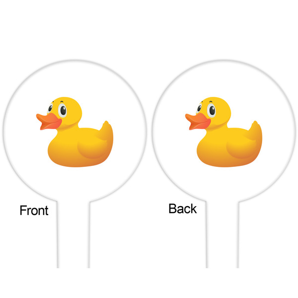 Rubber Duckie White Plastic 6" Food Pick - Round - Double Sided - Front & Back