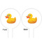 Rubber Duckie White Plastic 6" Food Pick - Round - Double Sided - Front & Back