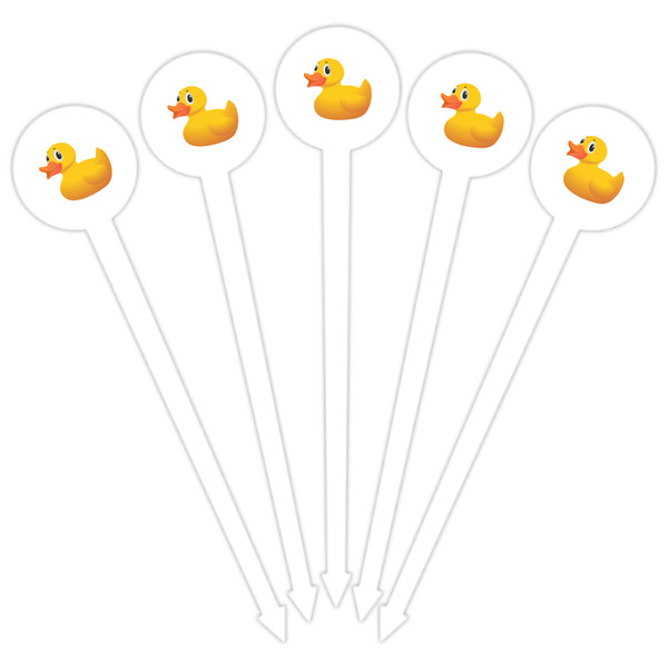 Rubber Duckie White Plastic 6" Food Pick - Round - Fan View