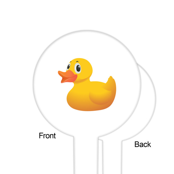 Rubber Duckie White Plastic 6" Food Pick - Round - Single Sided - Front & Back