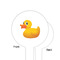 Rubber Duckie White Plastic 6" Food Pick - Round - Single Sided - Front & Back