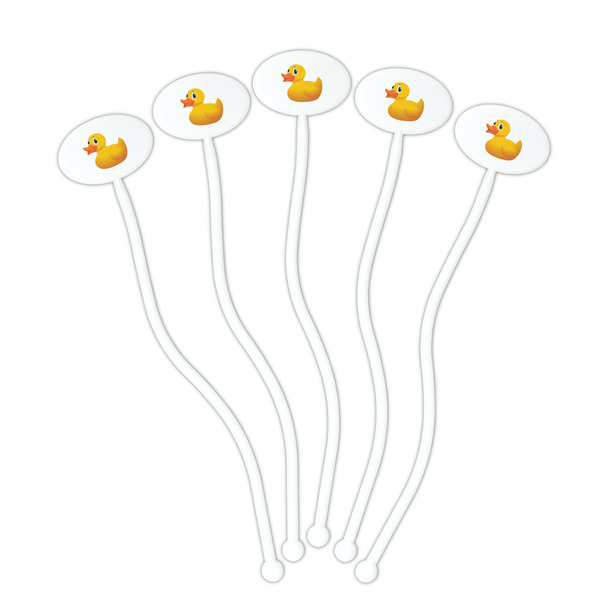 Rubber Duckie White Plastic 7" Stir Stick - Oval - Fan