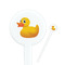 Rubber Duckie White Plastic 7" Stir Stick - Round - Closeup