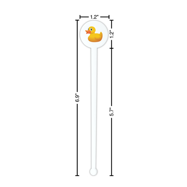 Rubber Duckie White Plastic 7" Stir Stick - Round - Dimensions