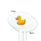 Rubber Duckie White Plastic 7" Stir Stick - Single Sided - Oval - Front & Back