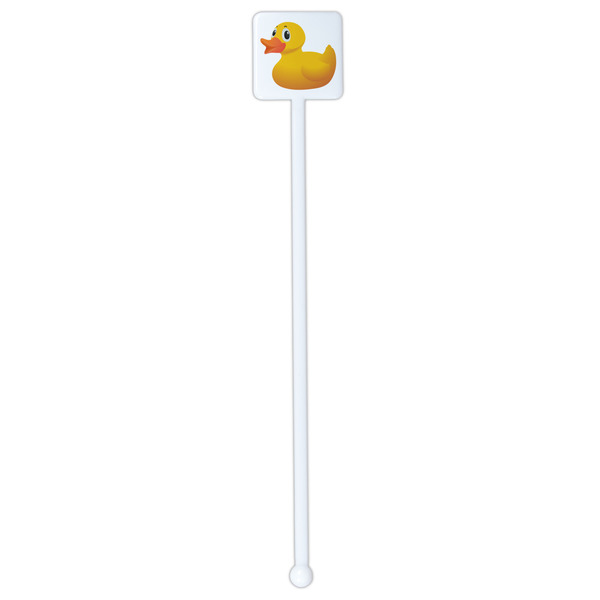 Rubber Duckie White Plastic Stir Stick - Single Sided - Square - Single Stick