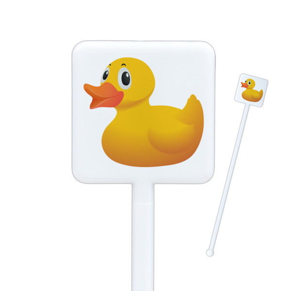 Custom Rubber Duckie Square Plastic Stir Sticks