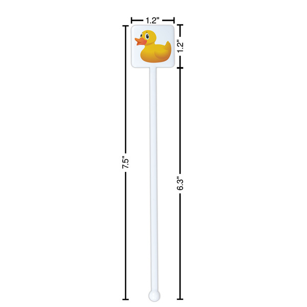 Rubber Duckie White Plastic Stir Stick - Square - Dimensions