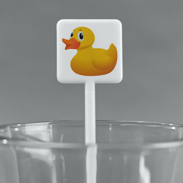 Rubber Duckie White Plastic Stir Stick - Square - Main