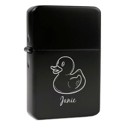 Rubber Duckie Windproof Lighter - Black - Single Sided & Lid Engraved (Personalized)