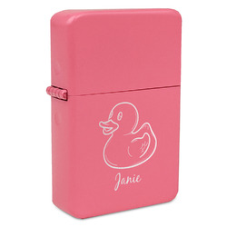 Rubber Duckie Windproof Lighter - Pink - Double Sided & Lid Engraved (Personalized)