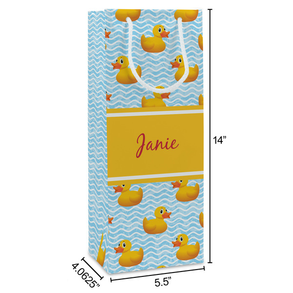 Rubber Duckie Wine Gift Bag - Dimensions