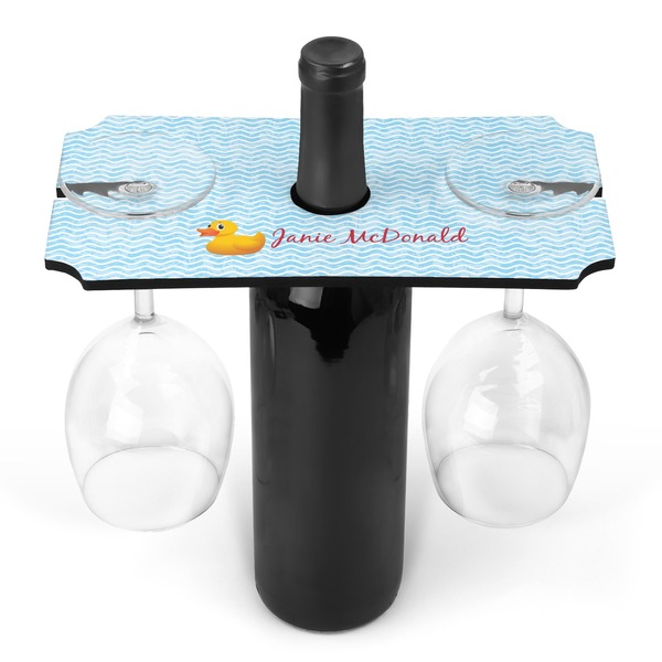 Custom Rubber Duckie Wine Bottle & Glass Holder (Personalized)