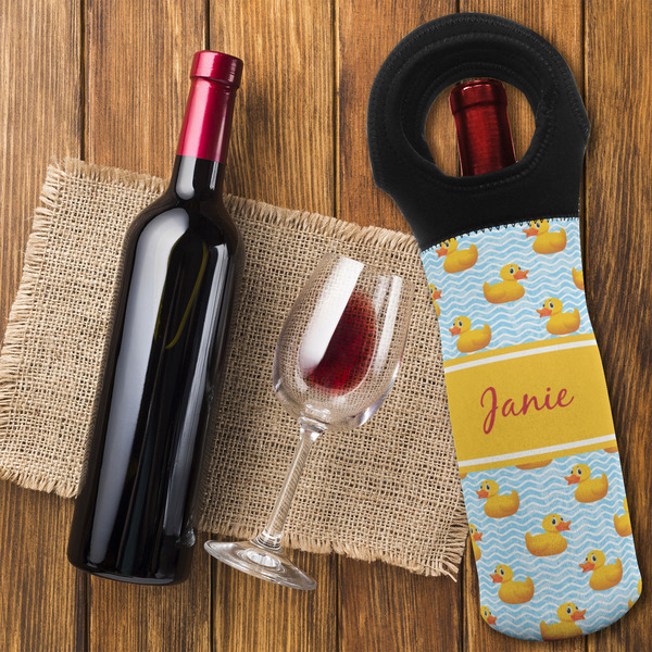 Rubber Duckie Wine Tote Bag - FLATLAY