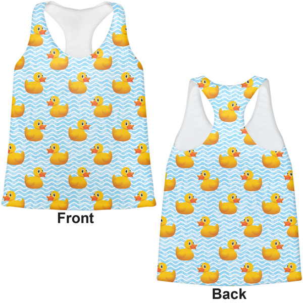 Rubber Duckie Womens Racerback Tank Tops - Medium - Front and Back
