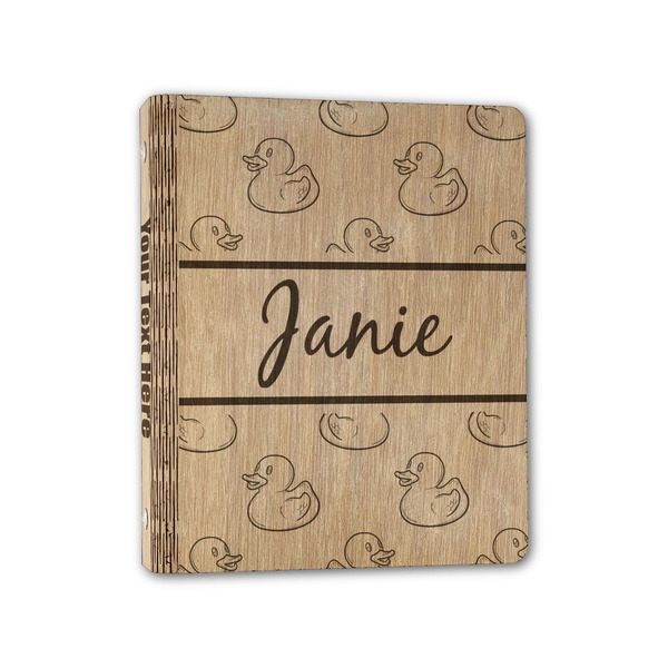 Custom Rubber Duckie Wood 3-Ring Binder - 1" Half-Letter Size (Personalized)