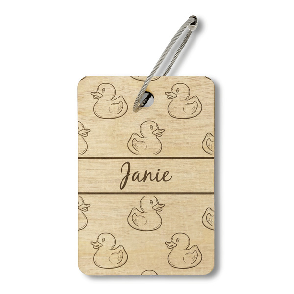 Custom Rubber Duckie Wood Luggage Tag - Rectangle (Personalized)