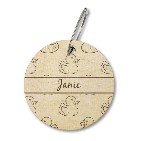 Custom Rubber Duckie Wood Luggage Tag - Round (Personalized)
