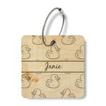 Rubber Duckie Wood Luggage Tag - Square (Personalized)