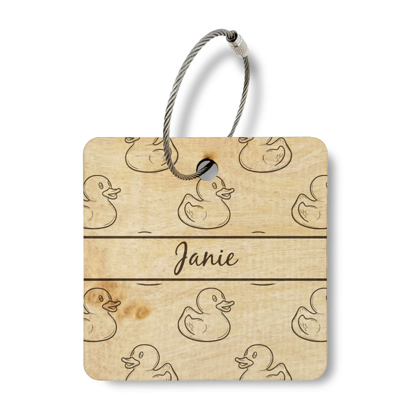 Custom Rubber Duckie Wood Luggage Tag - Square (Personalized)