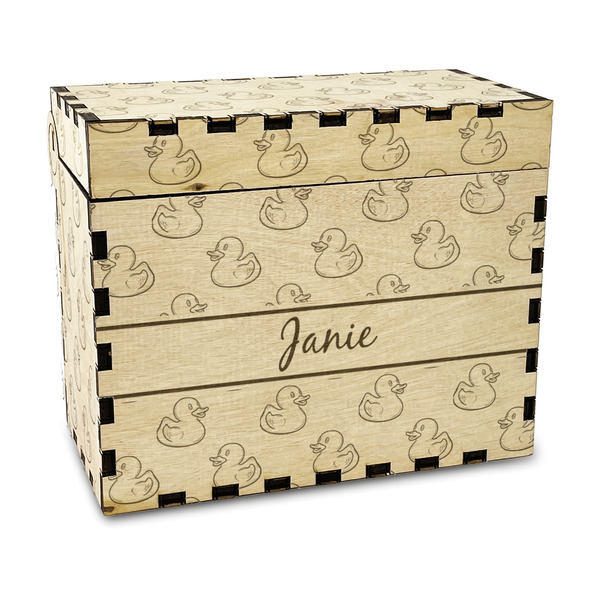 Custom Rubber Duckie Wood Recipe Box - Laser Engraved (Personalized)