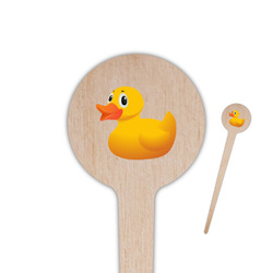 Rubber Duckie 4" Round Wooden Food Picks - Double Sided