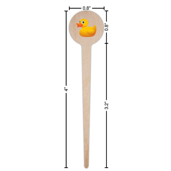 Rubber Duckie Wooden 4" Food Pick - Round - Dimensions