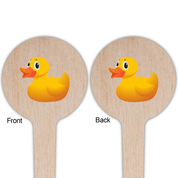 Rubber Duckie Wooden 4" Food Pick - Round - Double Sided - Front & Back
