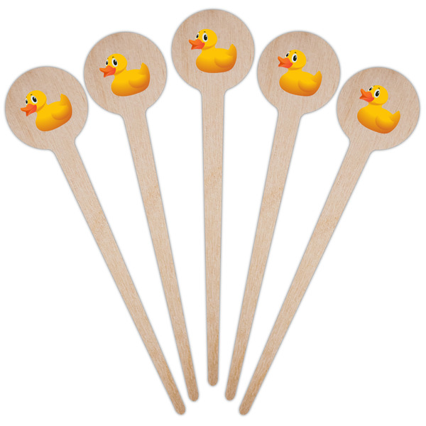 Rubber Duckie Wooden 4" Food Pick - Round - Fan View
