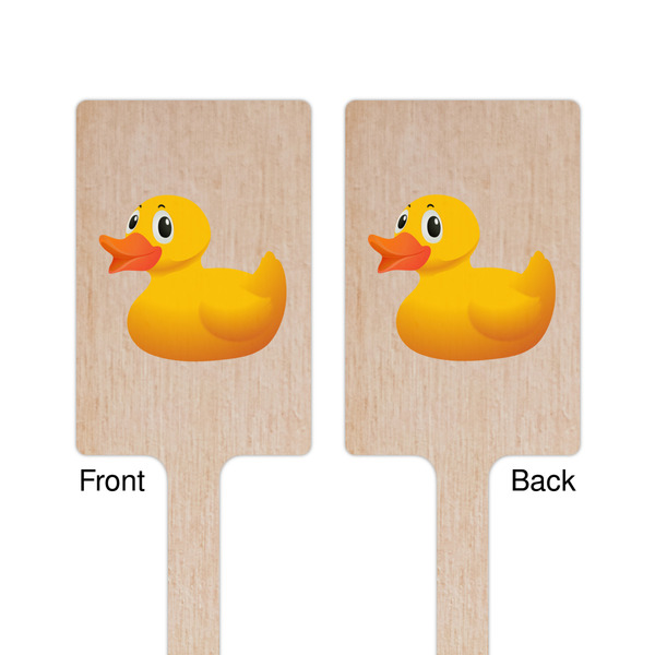 Rubber Duckie Wooden 6.25" Stir Stick - Rectangular - Double Sided - Front & Back