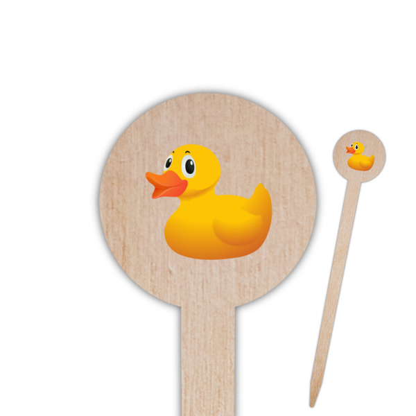 Custom Rubber Duckie 6" Round Wooden Food Picks - Single Sided