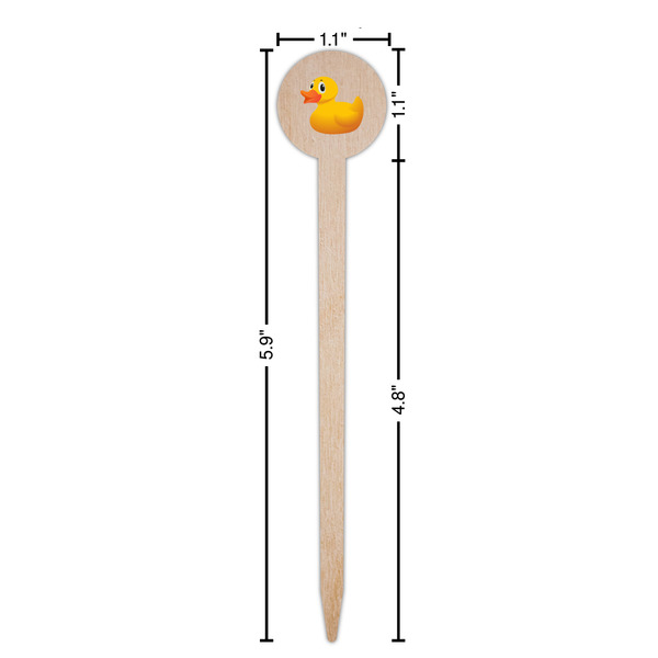 Rubber Duckie Wooden 6" Food Pick - Round - Dimensions