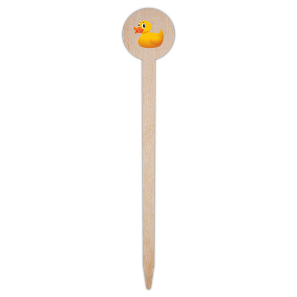 Rubber Duckie Wooden 6" Food Pick - Round - Single Pick