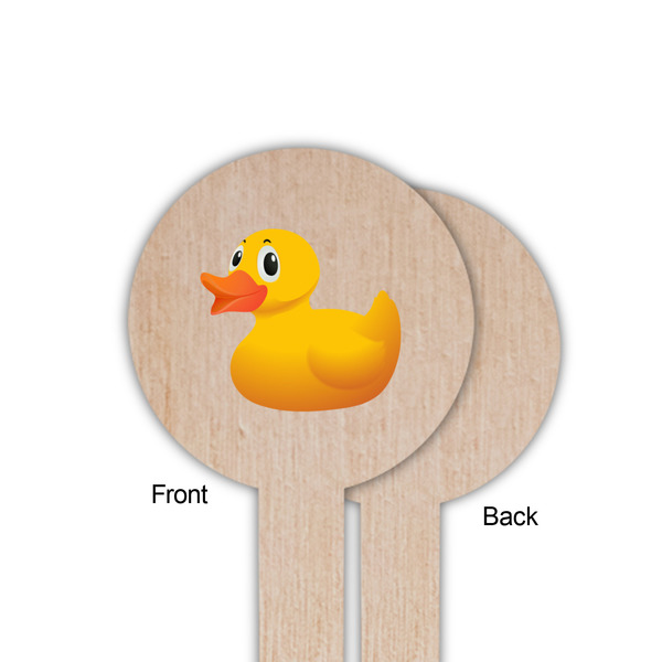 Rubber Duckie Wooden 6" Food Pick - Round - Single Sided - Front & Back